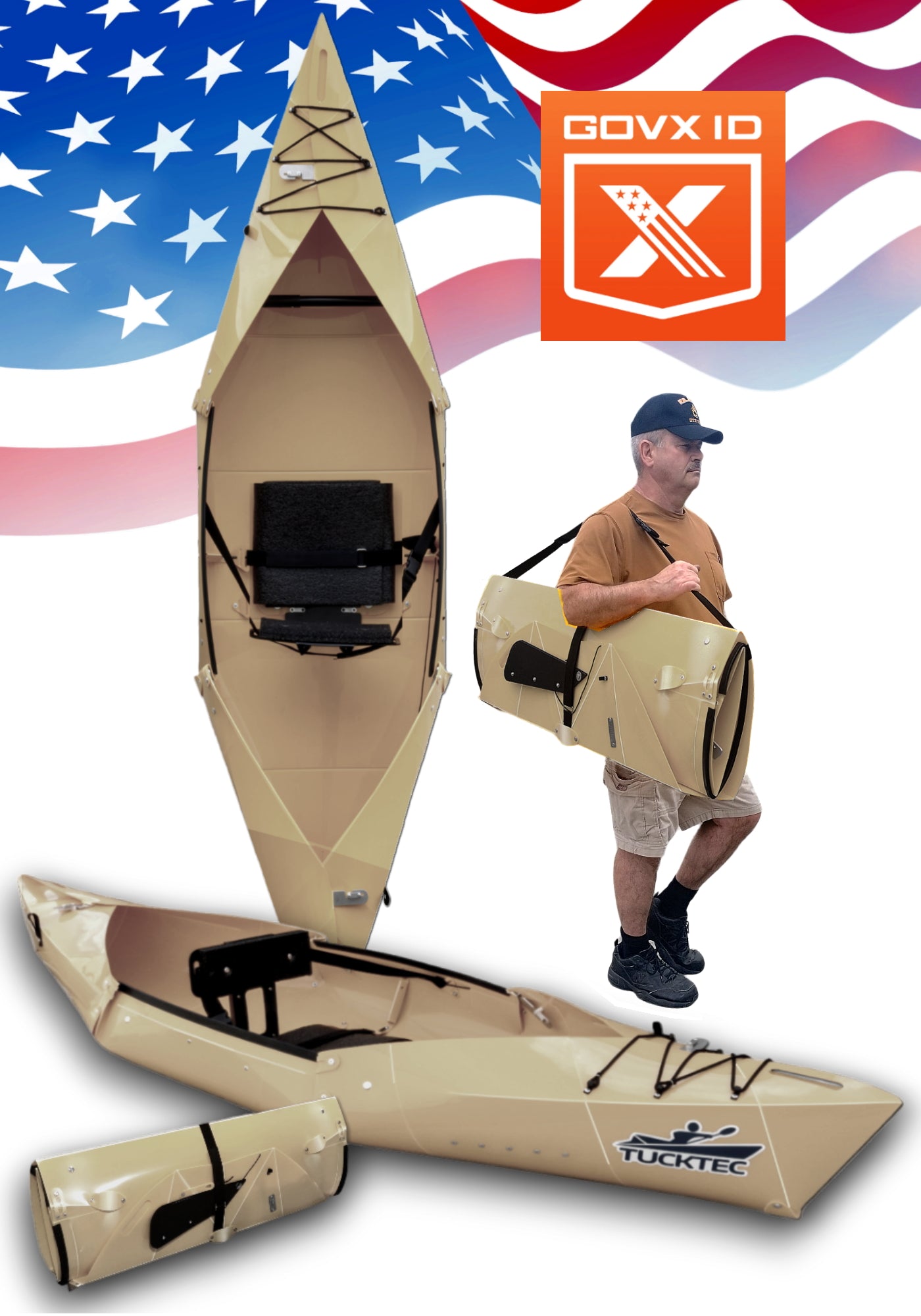 GovX Special Folding Kayak | Hard-Shell | 2-minute Set-up | Foldable, Portable Kayak