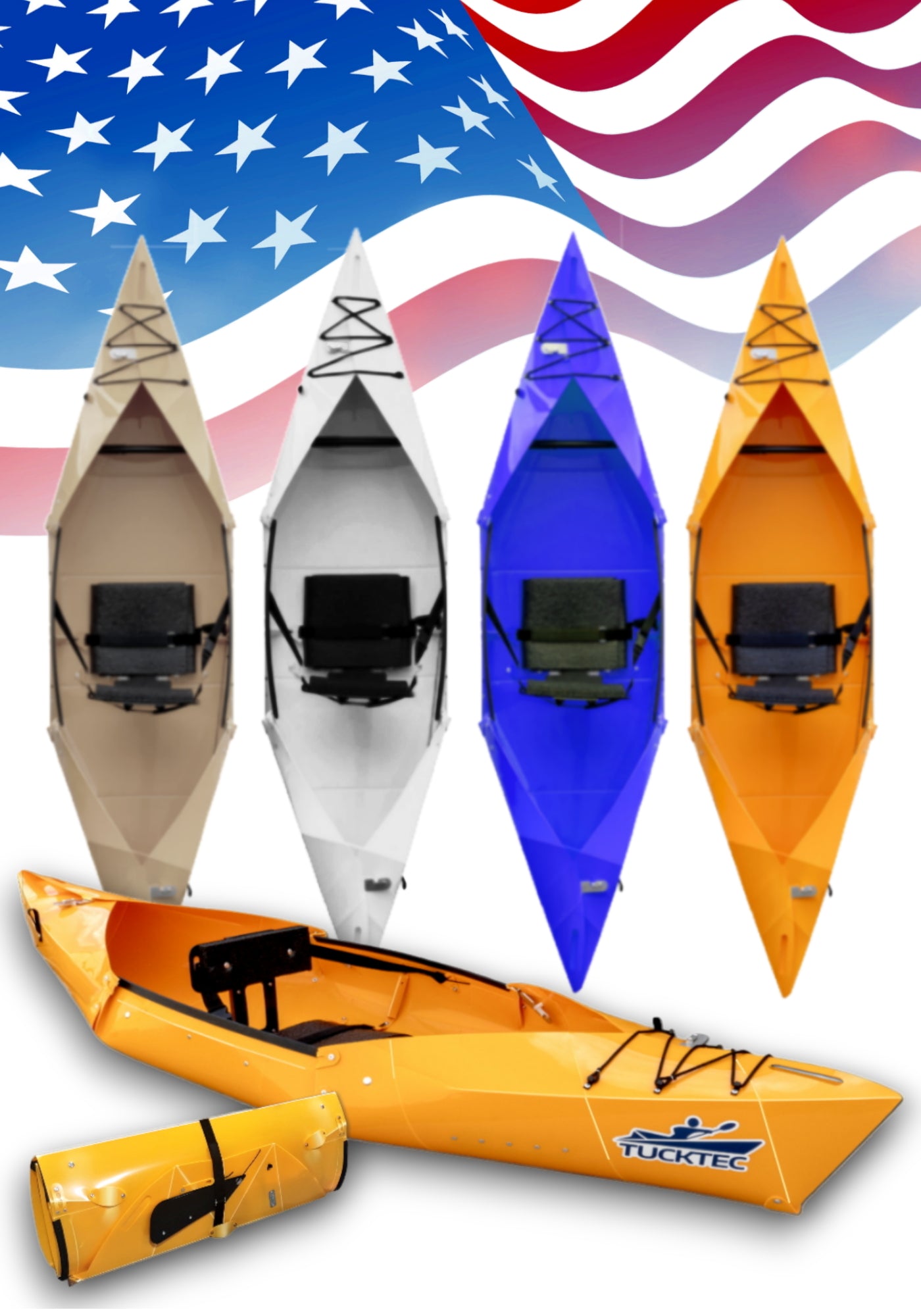 TUCKTEC 10' Folding Kayaks 10' Pro / Dark Yellow | Durable & Most Awarded Portable Kayaks