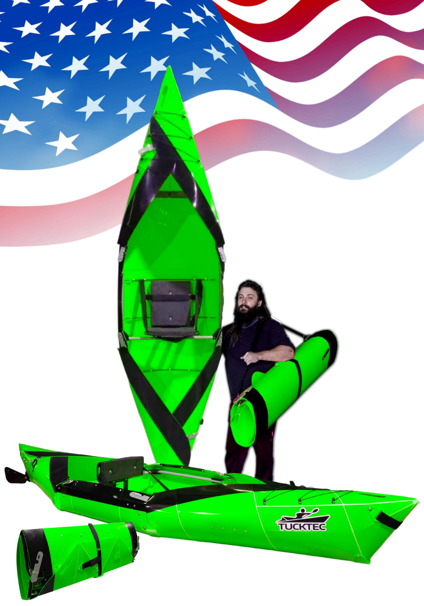 Tucktec Folding Kayak | Hard-Shell | 2-minute Set-up | Foldable, Portable Kayak