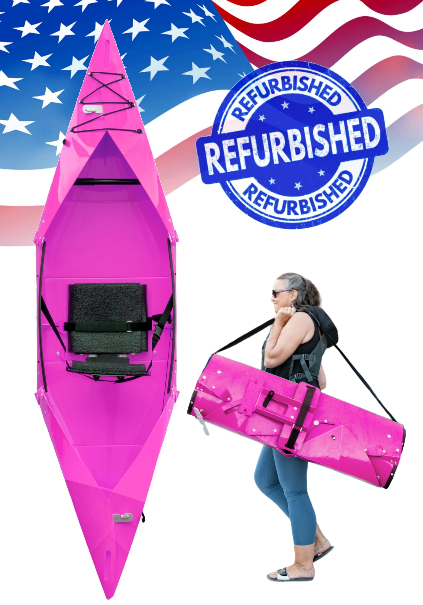 Like New Tucktec Folding Kayak Solid HardShell foldable 2 minut